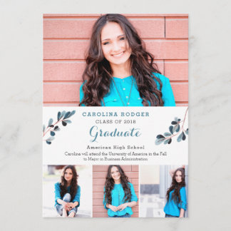 Elegant Branches Photo Graduation Announcemet Announcement