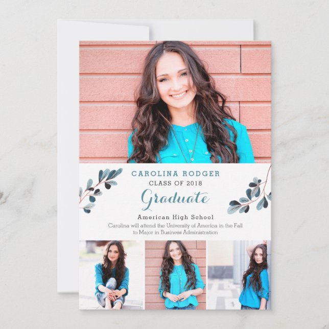 Elegant Branches Photo Graduation Announcemet Announcement (Front)