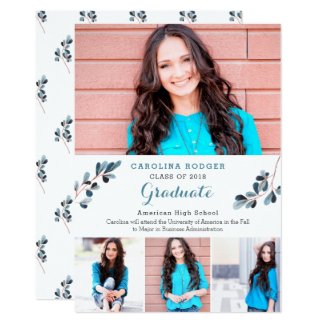 Elegant Branches Photo Graduation Announcemet Card