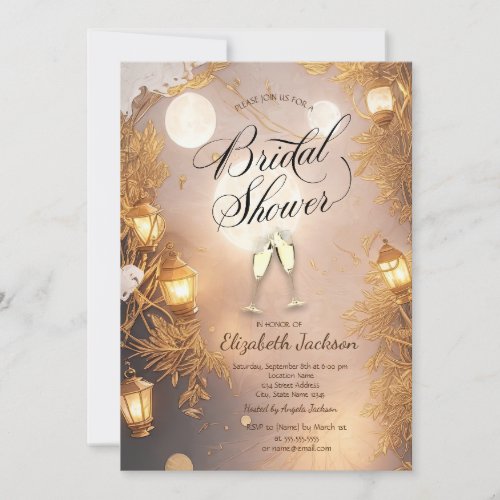 Elegant Branches Rustic Lantern Bridal Shower Invitation