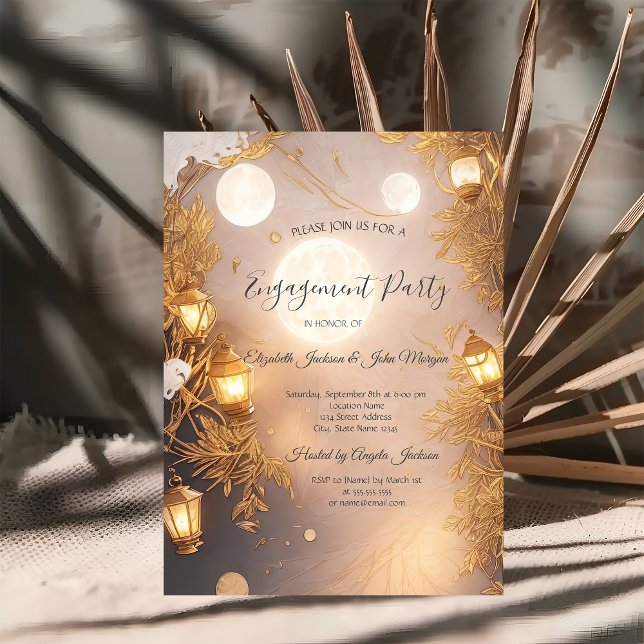 Elegant Branches Rustic Lantern Engagement Invitation (Creator Uploaded)