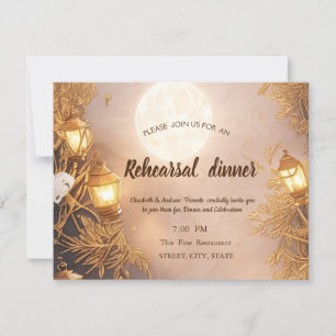 Elegant Branches Rustic Lantern Rehearsal Dinner Invitation