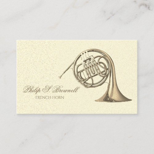 Elegant Brass French Horn Musician Music Teacher B Business Card