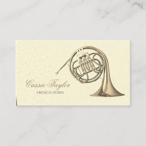 Elegant Brass French Horn Musician Music Teacher Business Card