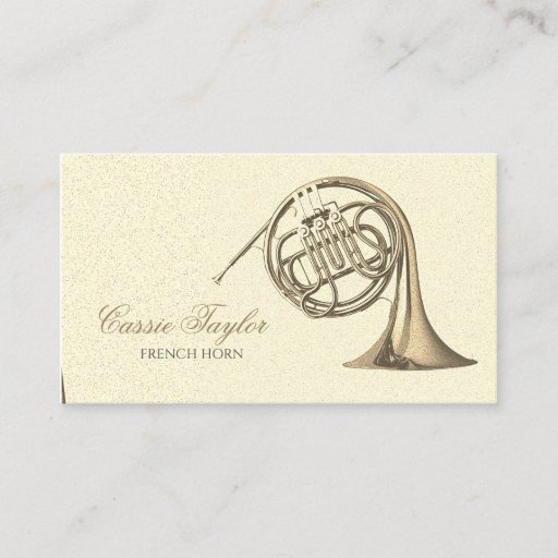 Customizable Elegant Brass French Horn Musician Music Teacher Business Card
