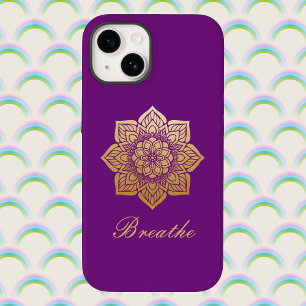 Elegant Breathe Deep Purple and Gold Mandala Case-Mate iPhone 14 Case