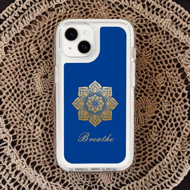 Elegant Breathe Deep Royal Blue and Gold Mandala Speck iPhone Case (Creator Uploaded)