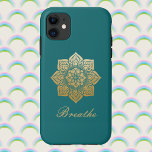Elegant Breathe Gold Mandala on Rich Green iPhone 11 Case<br><div class="desc">This elegant design features a gold floral mandala with the word "Breathe" under it, against a rich green background. If you want to add your name, or a different message, instead of the word "Breathe, " just type it into the Personalized section. If you like mindfulness, meditation, or yoga, this...</div>