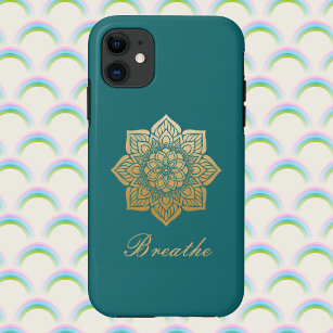 Elegant Breathe Gold Mandala on Rich Green iPhone 11 Case