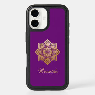 Elegant Breathe Purple and Gold Mandala iPhone 16 Case
