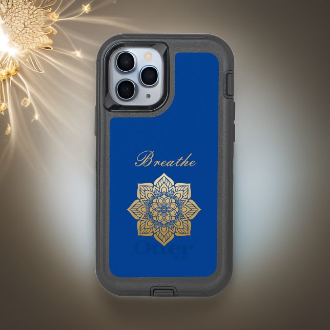 Elegant Breathe Royal Blue and Gold Mandala iPhone 15 Case (Creator Uploaded)