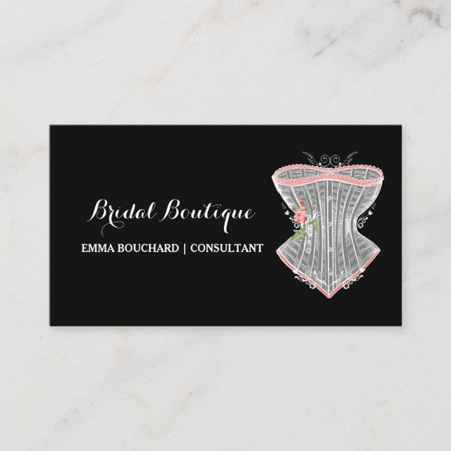 Elegant Bridal Boutique Vintage Corset Lingerie Business Card (Front)