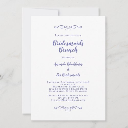 Elegant Bridal Brunch Bridesmaids Periwinkle Blue Invitation