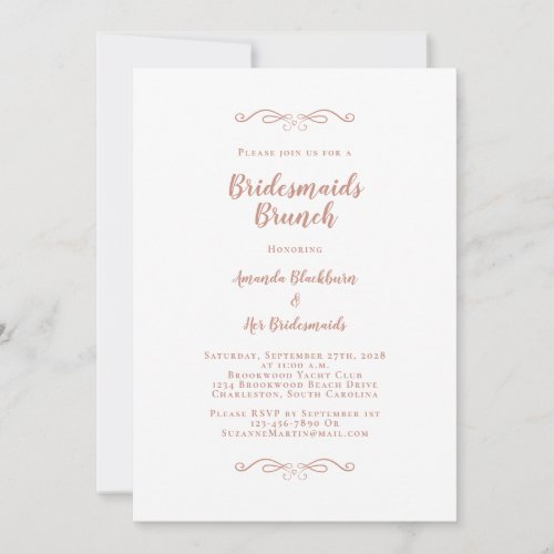 Elegant Bridal Brunch Bridesmaids Shower Blush Invitation