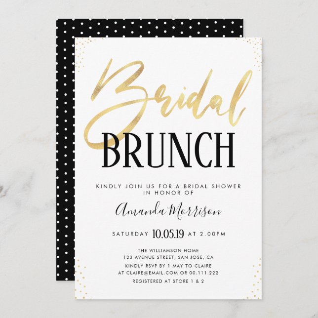 Elegant bridal brunch invitation (Front/Back)