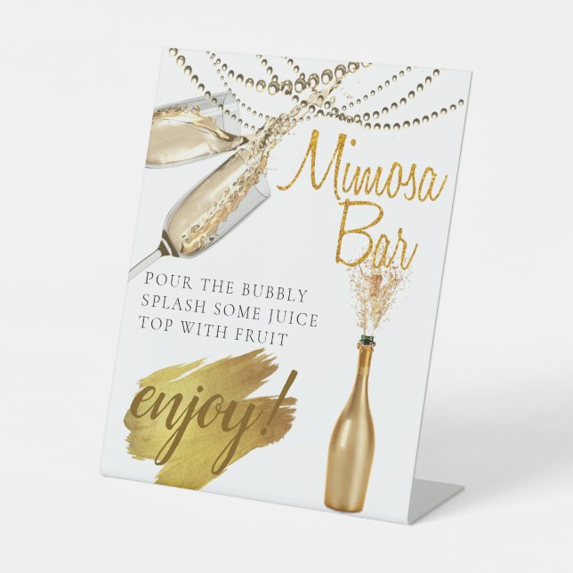Elegant Bridal Brunch Mimosa Bar Pedestal Sign (Front)