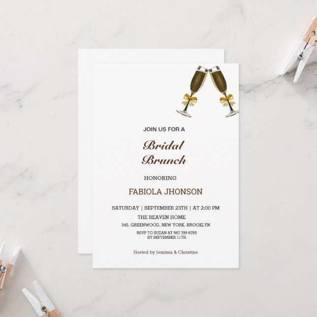 Elegant  Bridal brunch shower Invitation (Front/Back In Situ)