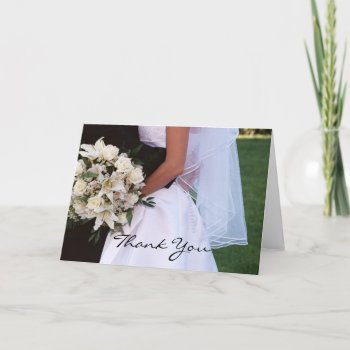 Elegant Bridal Couple & Roses Thank You Card by theedgeweddings at Zazzle