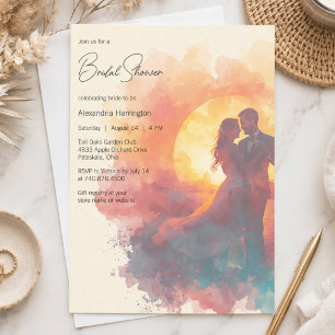Elegant Bridal Couple Silhouette Bridal Shower Invitation