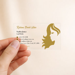 Elegant Bridal Hair Stylist Clear Business Cards