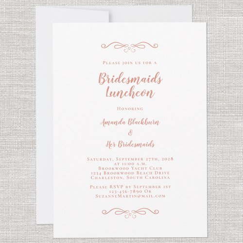 Elegant Bridal Luncheon Bridesmaids Blush Pink  Invitation