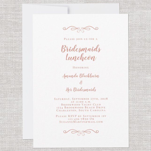 Elegant Bridal Luncheon Bridesmaids Blush Pink  Invitation (Creator Uploaded)