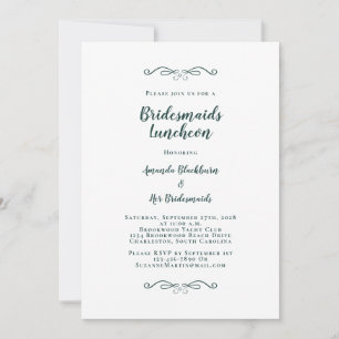 Elegant Bridal Luncheon Bridesmaids Emerald Green Invitation