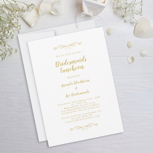 Elegant Bridal Luncheon Bridesmaids Gold Classic Invitation