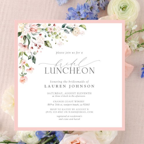 Elegant Bridal Luncheon Floral Pink Invitation