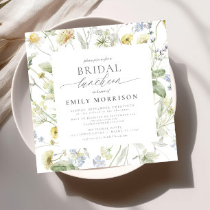 Elegant Bridal Luncheon Wildflower Sage Green Invitation