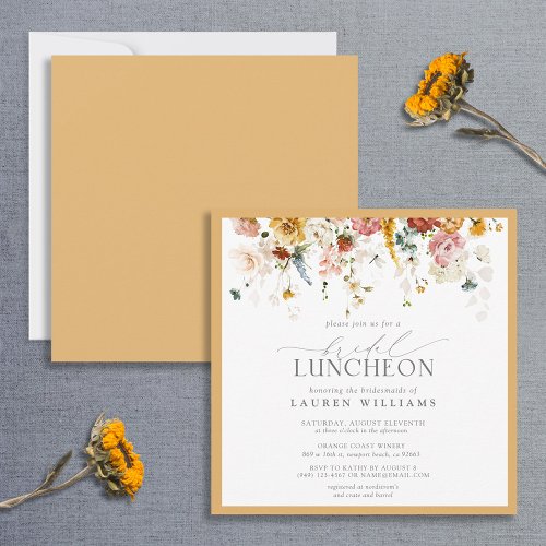 Elegant Bridal Luncheon Wildflower Yellow Invitation