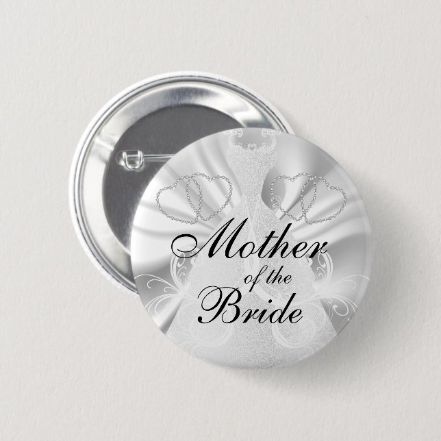 Elegant Bridal Party White Faux Satin  Button (Front & Back)