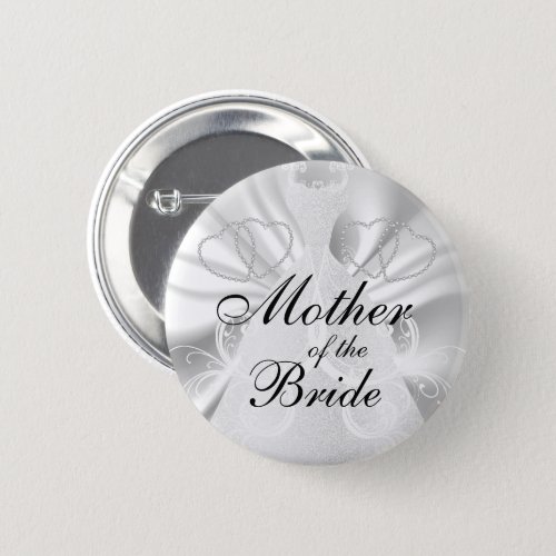 Elegant Bridal Party White Faux Satin  Button