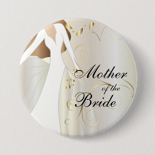 Elegant Bridal Party with Gold Accents Button (Front)