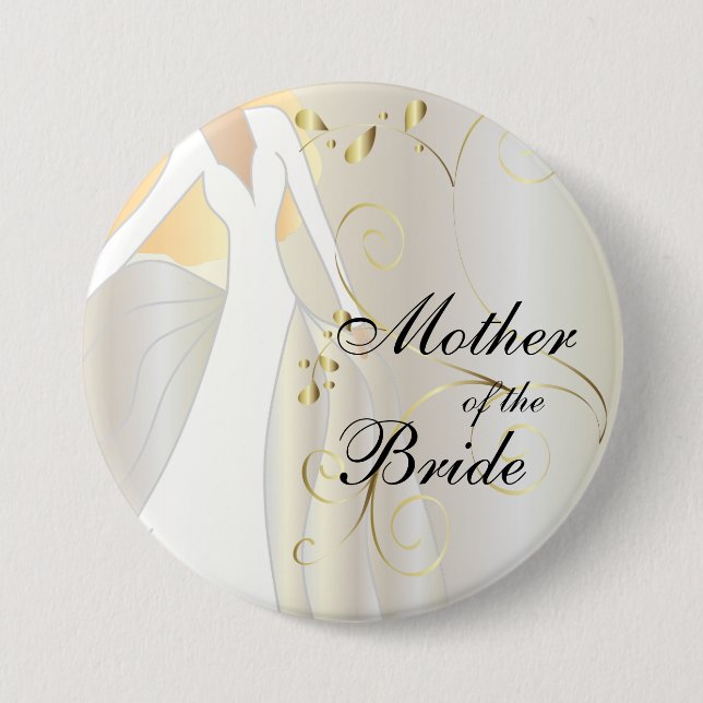 Elegant Bridal Party with Gold Accents Pinback Button (Front)