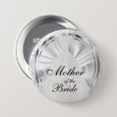 Elegant Bridal Party with White & Silver Accents Button (Front & Back)