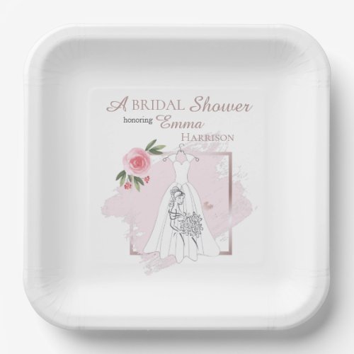 Elegant Bridal Shower 9 Square Paper Plate