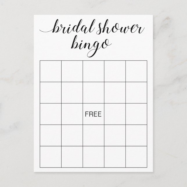 Elegant Bridal Shower Bingo Card Game Postcard (Front)