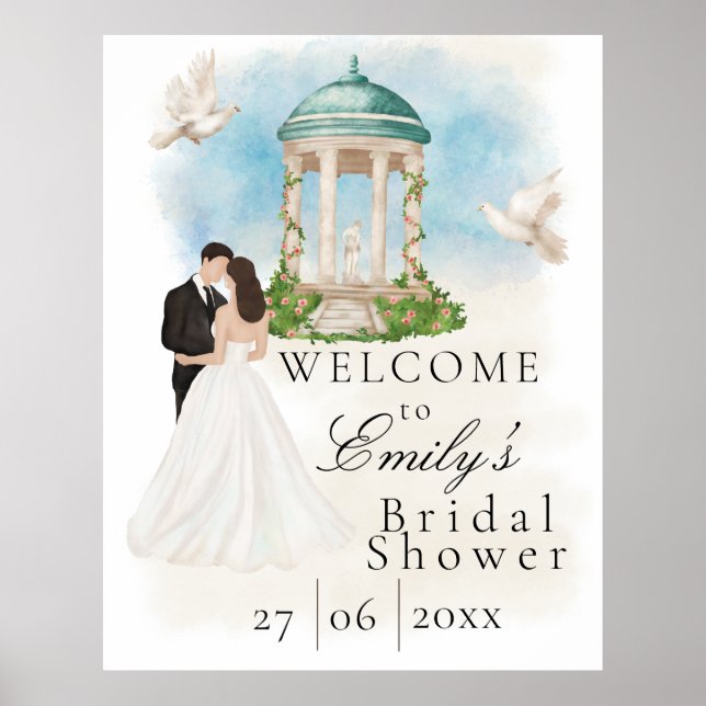 Elegant Bridal Shower| Bride & Groom| Gazebo Poster (Front)