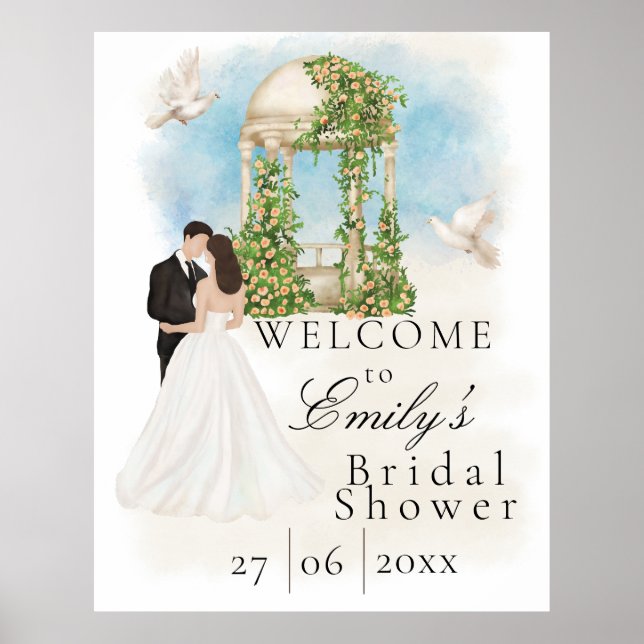 Elegant Bridal Shower| Bride & Groom| Gazebo Poster (Front)