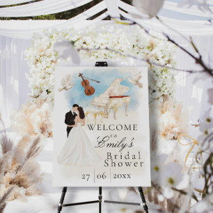 Elegant Bridal Shower  Bride & Groom  Piano Violin Foam Board