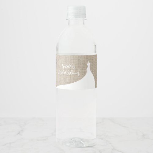 Elegant Bridal Shower burlap Water Bottle Label