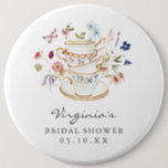 Elegant Bridal Shower Button<br><div class="desc">Let Your Special Day Blossom with these Bridal Tea Buttons! This design features stunning hand-painted watercolor florals in hues of deep purple, dusty blue, and blush pink with sage greenery. Whether you're hosting a garden party or a cozy, intimate gathering, this beautiful buttons design will bring a special touch of...</div>