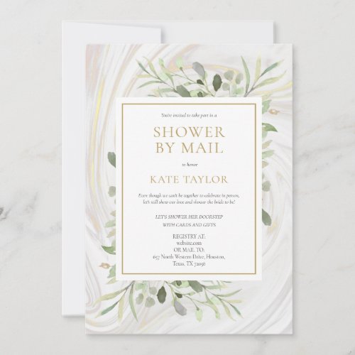 Elegant Bridal Shower By Mail Greenery Leaves Invitation