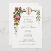 Elegant Bridal Shower Catholic  Roses Invitation (Front/Back)