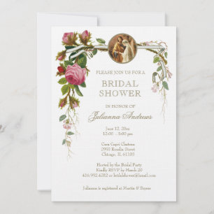 Elegant Bridal Shower Catholic Roses Invitation
