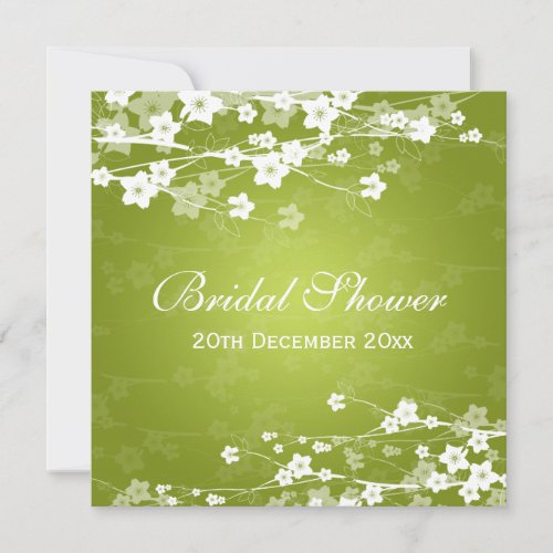 Elegant Bridal Shower Cherry Blossom Lime Green Personalized Invitation