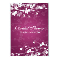 Elegant Bridal Shower Cherry Blossom Plum Card