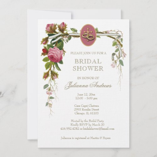 Elegant Bridal Shower Christian Roses Invitation