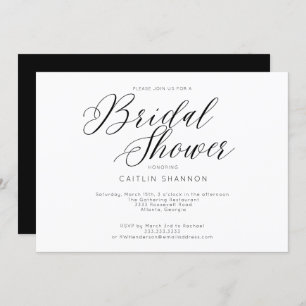 Elegant Bridal Shower Classic Black White Invitation
